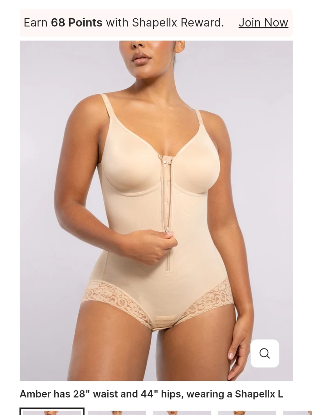Shapellx AirSlim® Hourglass Full Body Brief Bodysuit Size Small Nude Never Worn